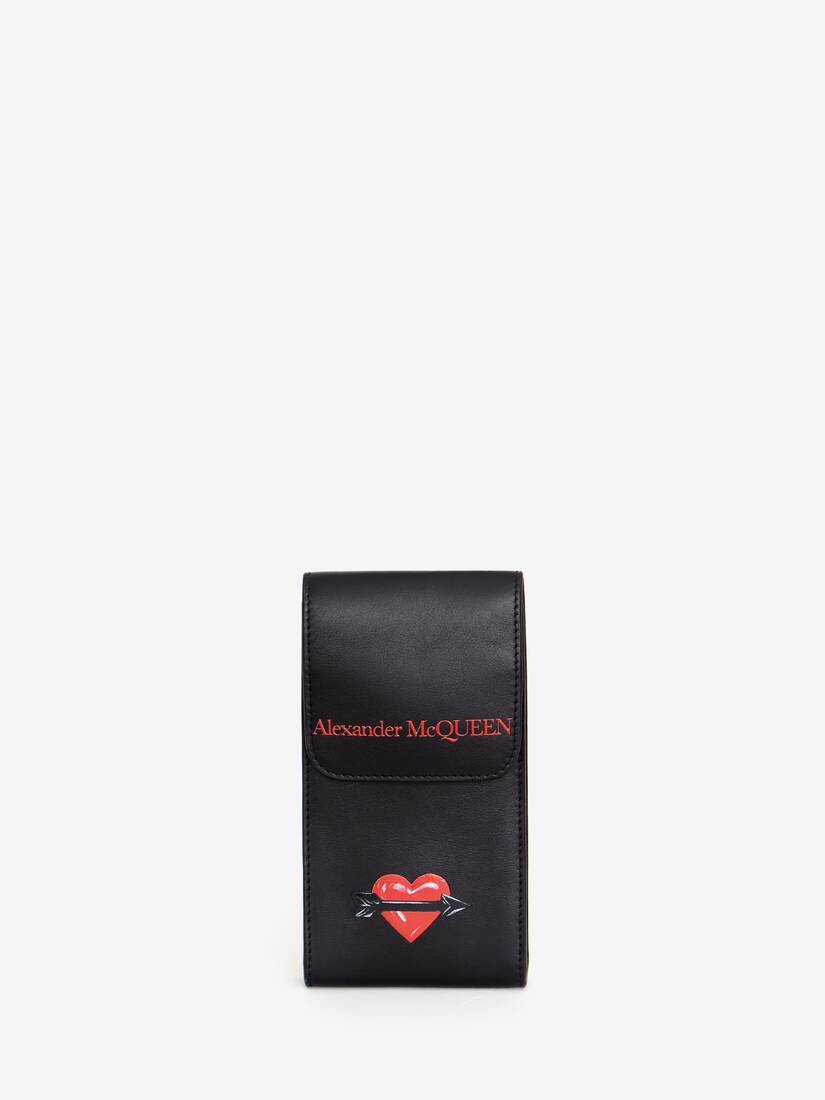 Carteras Alexander McQueen Heart Print Phone Pouch Hombre - Negros/Rojos - Mexico 457-TNVOMX